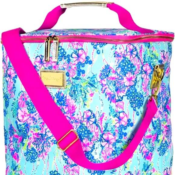 Lilly Pulitzer Insulated Wine Carrier Soft Cooler with Adjustable